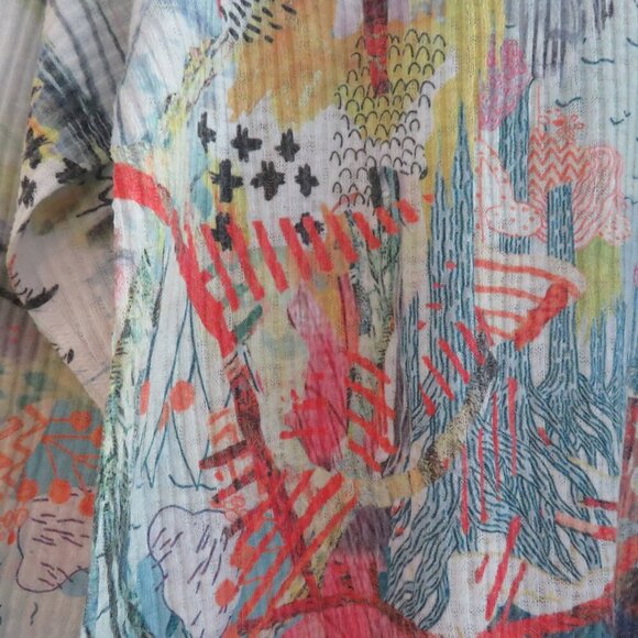 INOAH Artsy Abstract Art To Wear Watercolor Tunic Top Lagenlook Coastal - Size L - Picture 14 of 15